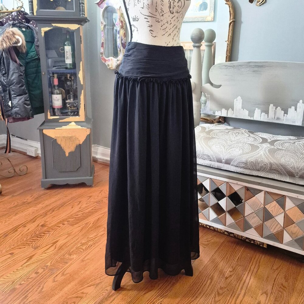 Black Maxi Skirt with a Stevie Nicks 70s Vibe Size 0